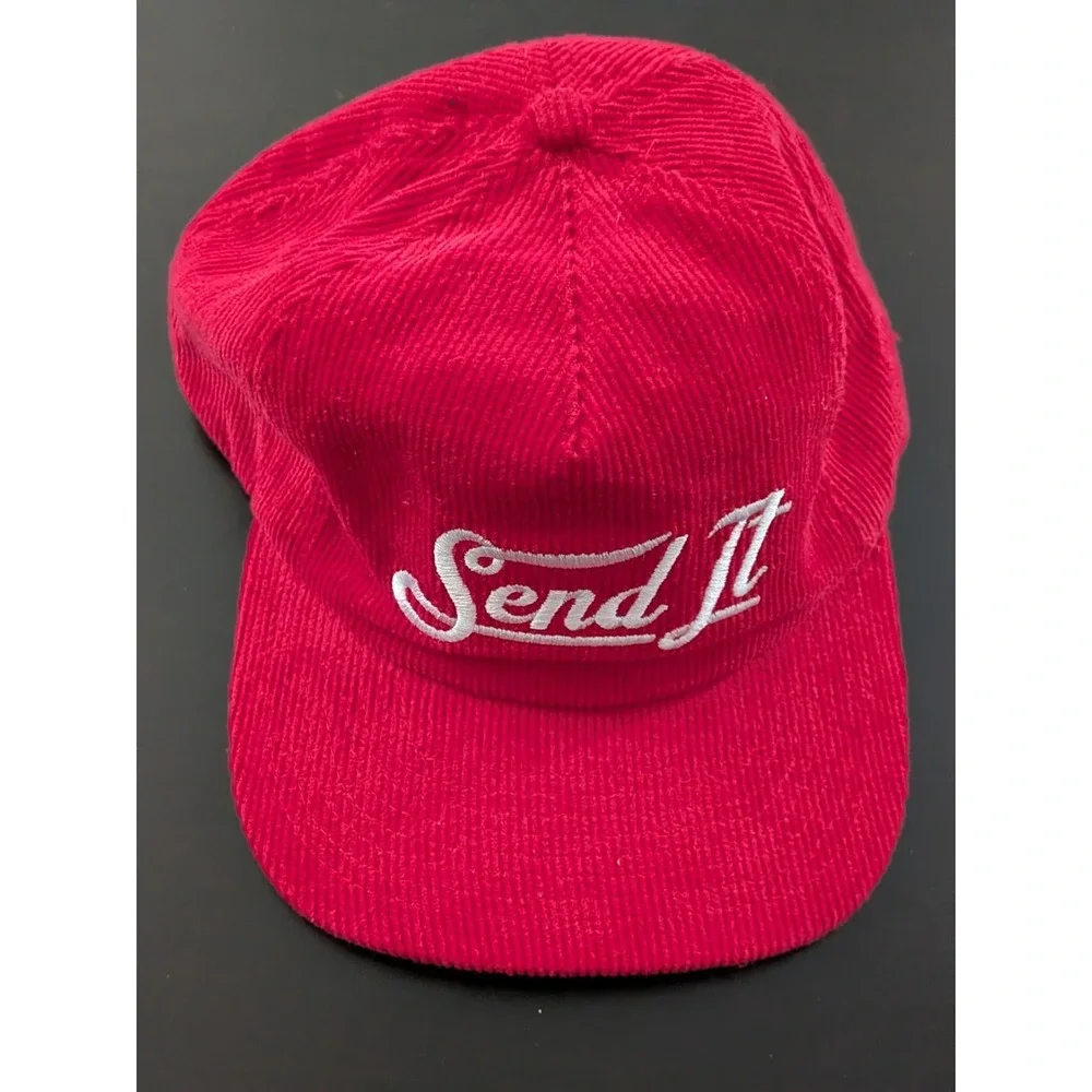 Send It Corduroy‎ Snapback Trucker Hat Red Script Logo OSFM